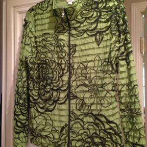 Erin size Med zip up top with ruffles. Size Med