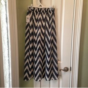 Navy blue and white Chevron maxi skirt