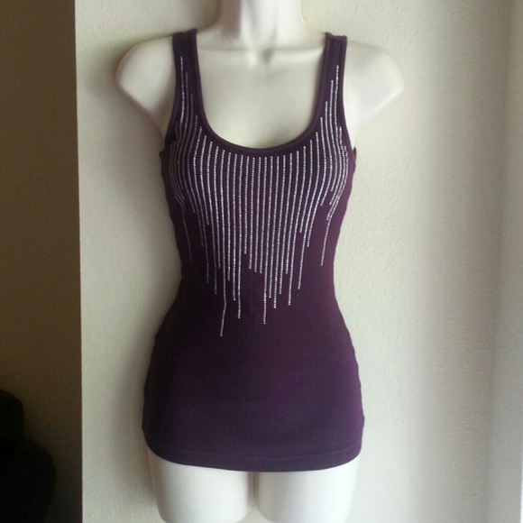 Express Sexy Basics Purple Embellished Tank Top