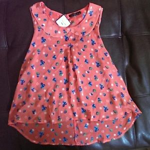 Spectacular Coral Translucent Top with Blueberries