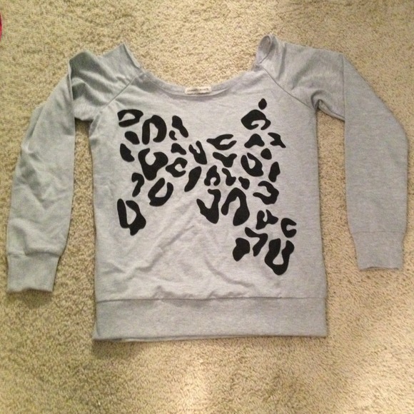 NWOT leopard and grey off the shoulder top