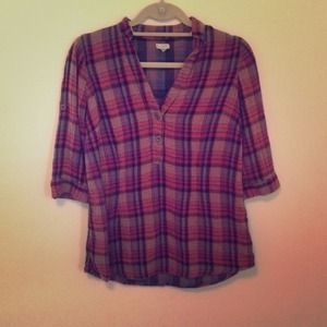 Anthropologie Flannel 3/4 Button-down