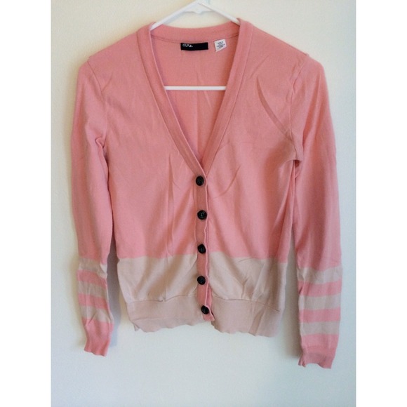 URBAN OUTFITTERS BDG Striped Sleeve Cardigan (Coral)