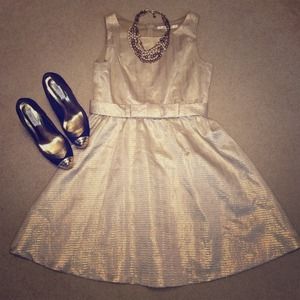 Lauren Conrad LC gold bow dress