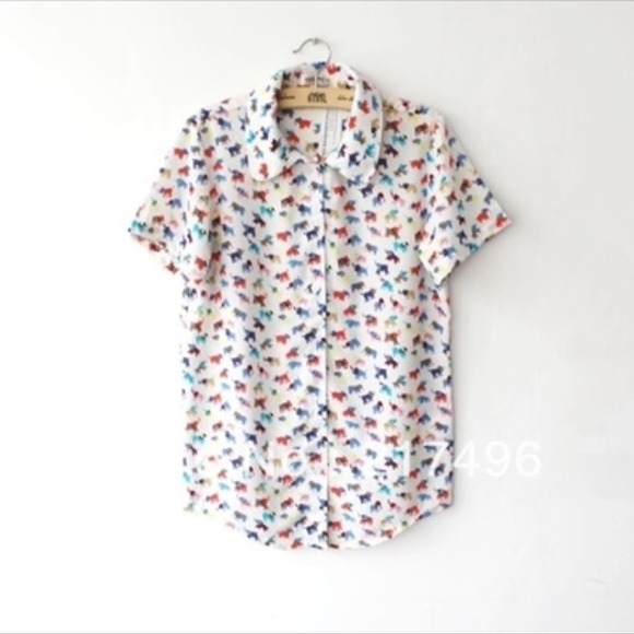 Short sleeve button up elephant shirt!