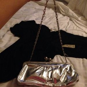 Silver chain aldo clutch