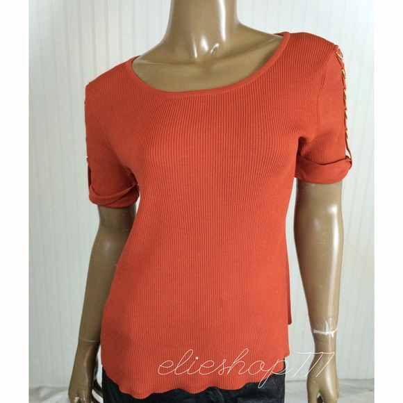 Beautiful Burnt Sienna Cable & Gauge Scoopneck Top