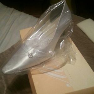 White Satin Pumps
