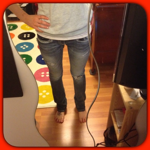 Medium wash distressed jeans