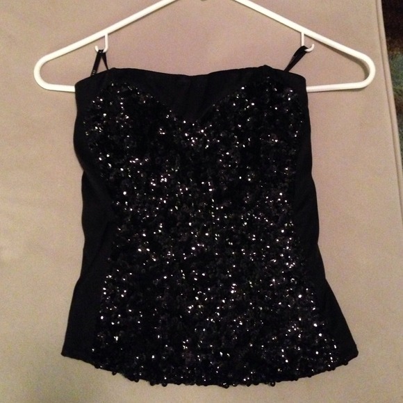 Bebe black sequin corset.