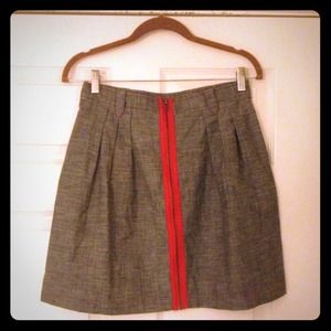 NWT Denim mini with red front zipper