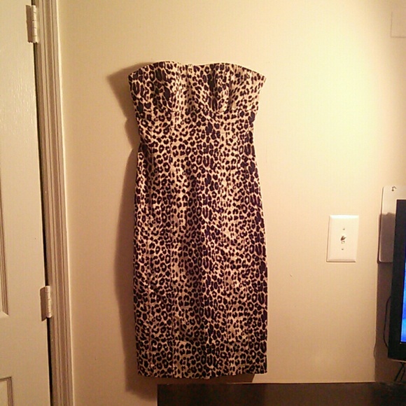 Bebe strapless leopard midi