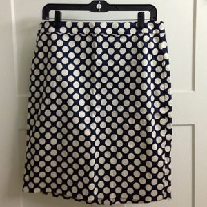 JCREW Navy Polka Dot Pencil skirt