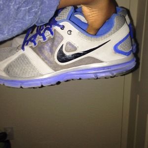 Grey and blue nikes