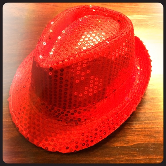 Red sequin fedora