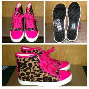 Leopard and pink sneakers