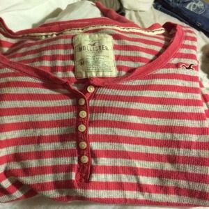 Grey and red at roped hollister shirt
