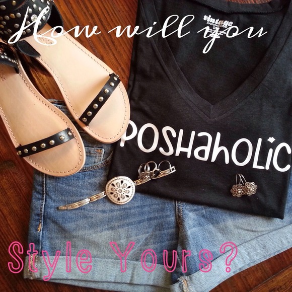 POSHaholic black or teal v-neck tees - Picture 2 of 4