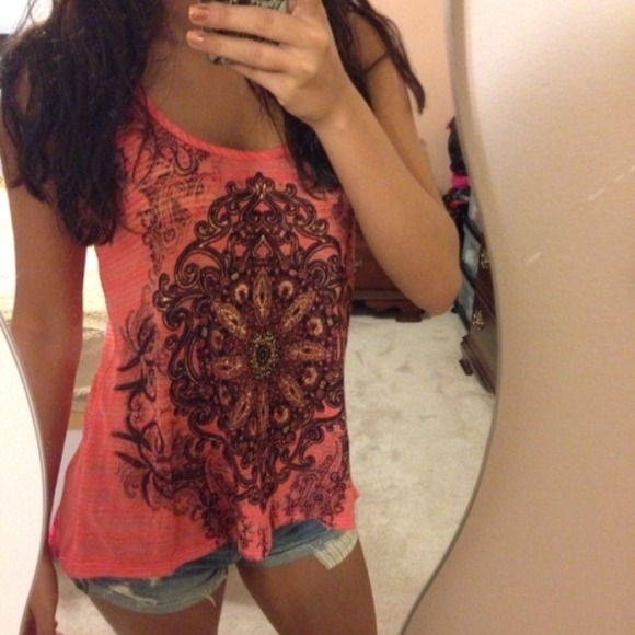 ❌❌Sold on vinted❌❌Tillys orange detailed lace top