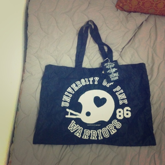 Victoria's secret black nylon shopping bag tote