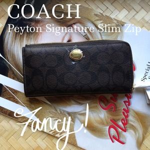 SALE ⬇️⬇️Coach Peyton Signature Slim Zip Wallet