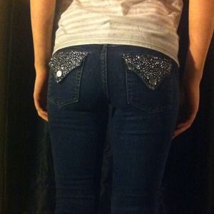 Studded pocket skinny jeans