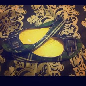 Plaid ballet flats with buckle