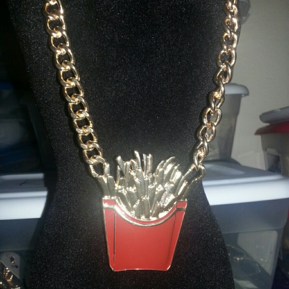 French Fries chain necklace & earrings set