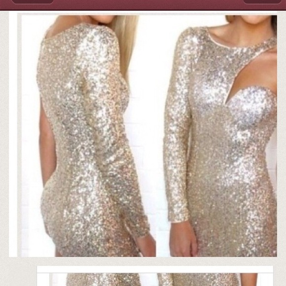 Gold sequin mini dress