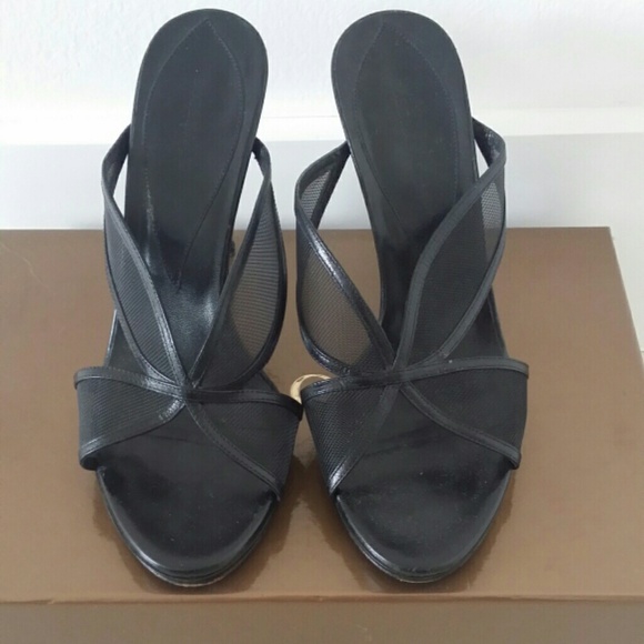 Beautiful black open toe slip on!