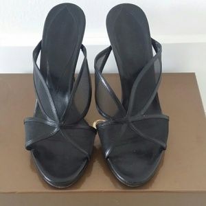 Beautiful black open toe slip on!