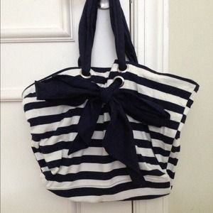 Nautical striped beach bag