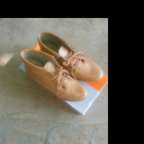 Shoes - Camel Lace Up Booties