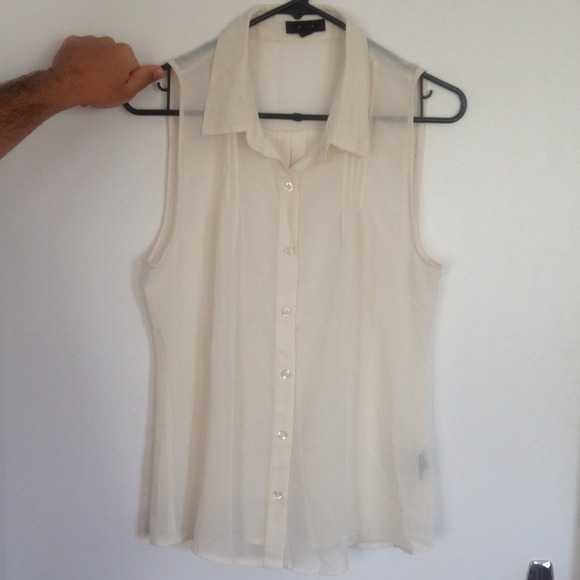 White button up tank blouse