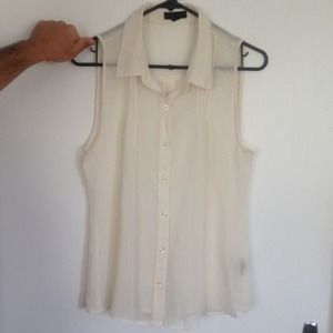 White button up tank blouse