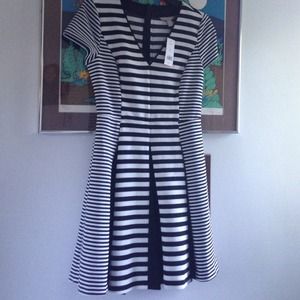 Banana Republic Mixed Stripe Fit Flare Dress  6P
