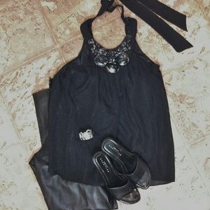 eci New York black tie-back sleeveless top