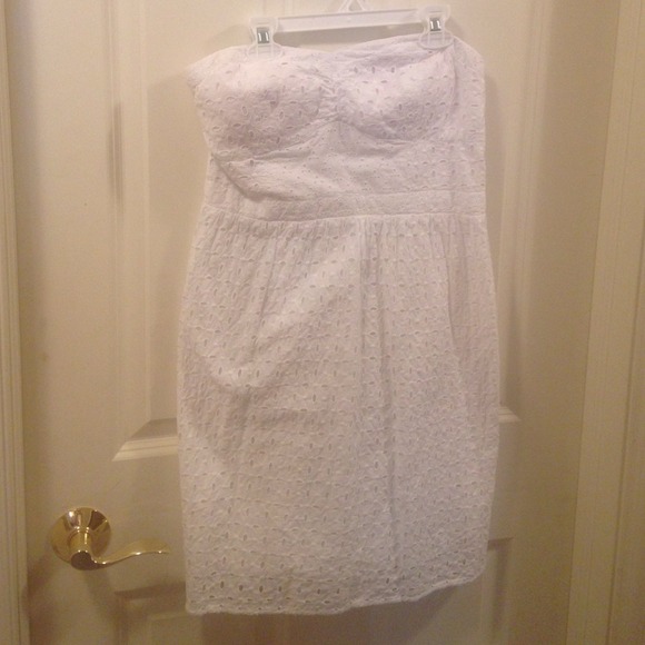 White strapless eyelet dress from AE
