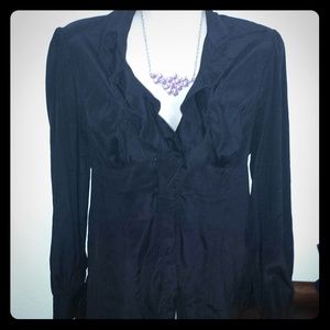 SOLD!!REDUCED!! Bebe black ruffle button up blouse