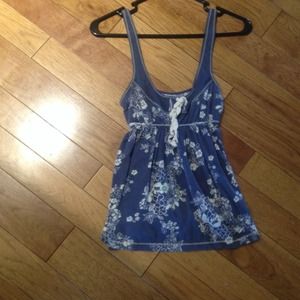 Blue and white flower patterned Hollister tank