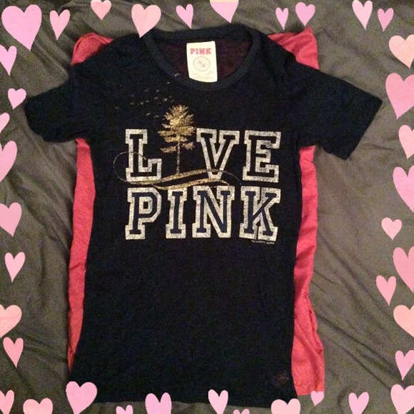 Victoria's Secret Tops - RESERVED Live Pink" burnout/sheer shirt&hoodie