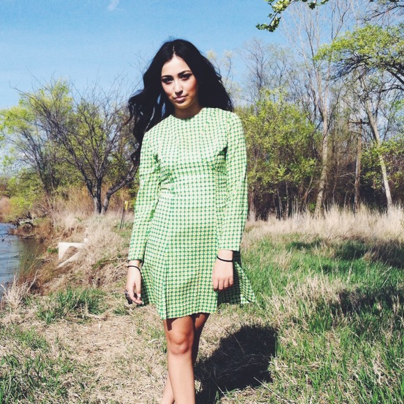 Vintage 70's Green Daisy Dress