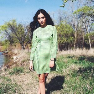 Vintage 70's Green Daisy Dress