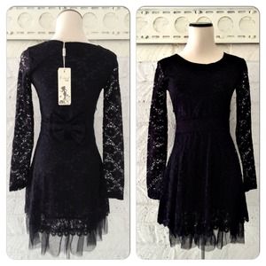 Black lace bow dress