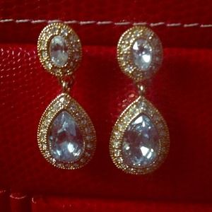 ✨Bridal drop earrings, gold tone✨