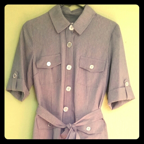 💋SOLD💋 Grey Military Buttonup Dress