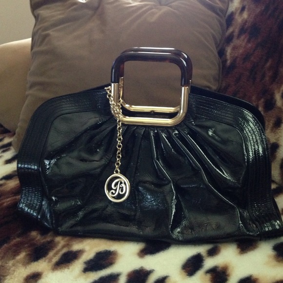 Black authentic BALLY wet look medium bag