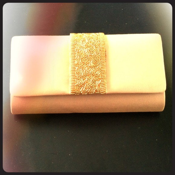Beige & gold clutch