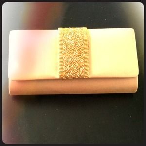 Beige & gold clutch