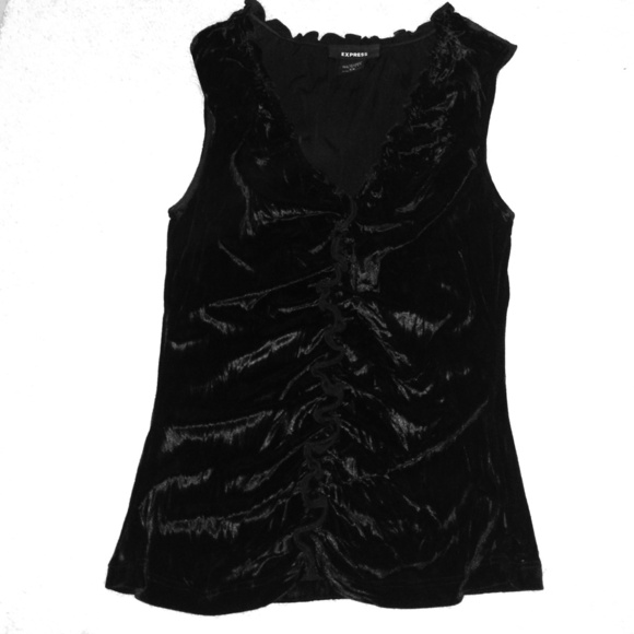 SOLD 😀Sleeveless Black Velvet top - Picture 1 of 4